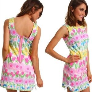Lilly Pulitzer Delia Floral Shift Dress Size 2 Line Dance Tulips Spring Colorful
